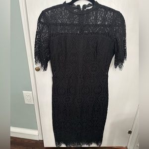 Black high neck short sleeves lace cocktail party dress from Amazon